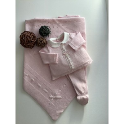 ROPA CONJUNTO BEBE NIÑA _ JUBON CON ENTREDOS Y POLAINA 