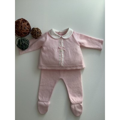 ROPA CONJUNTO BEBE NIÑA _ JUBON CON ENTREDOS Y POLAINA 