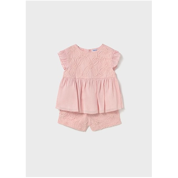 ROPA CONJUNTO BEBE NIÑA _ BERMUDA TUL BORDADO 