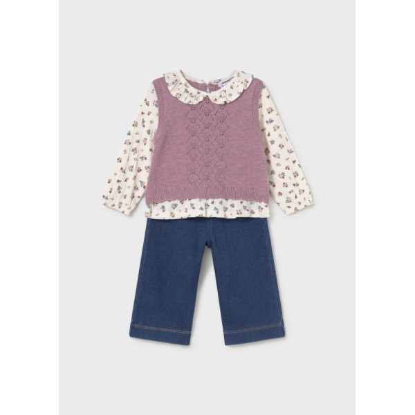 ROPA CONJUNTO BEBE NIÑA MAYORAL PANTALON CHALECO UNIDO 