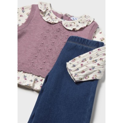 ROPA CONJUNTO BEBE NIÑA MAYORAL PANTALON CHALECO UNIDO 
