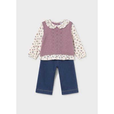 ROPA CONJUNTO BEBE NIÑA MAYORAL PANTALON CHALECO UNIDO 