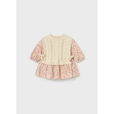 ROPA VESTIDO BEBE NIÑA MAYORAL CON CHALECO TRICOT 