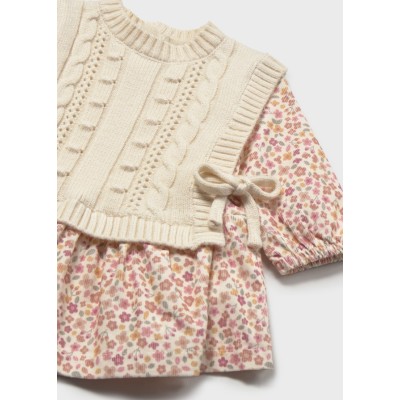 ROPA VESTIDO BEBE NIÑA MAYORAL CON CHALECO TRICOT 