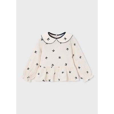 ROPA BLUSA NIÑA MAYORAL BORDADA LAZOS 
