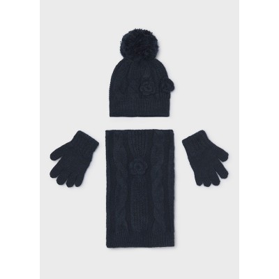 ROPA CONJUNTO GORRO NIÑA MAYORAL BUFANDA FLORES 3D 