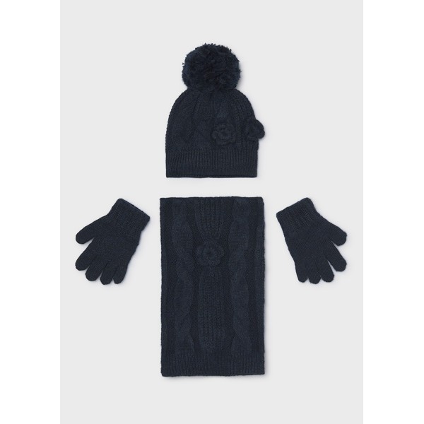 ROPA CONJUNTO GORRO NIÑA MAYORAL BUFANDA FLORES 3D 